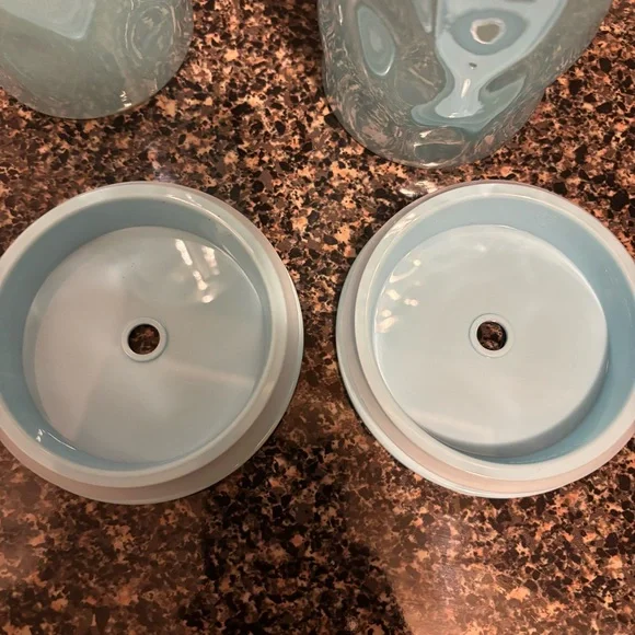 2 Starbucks Holiday 2024 Icey Blue Mottled Luster 18 Oz Glass Cold Cup Tumblers - Picture 6 of 8